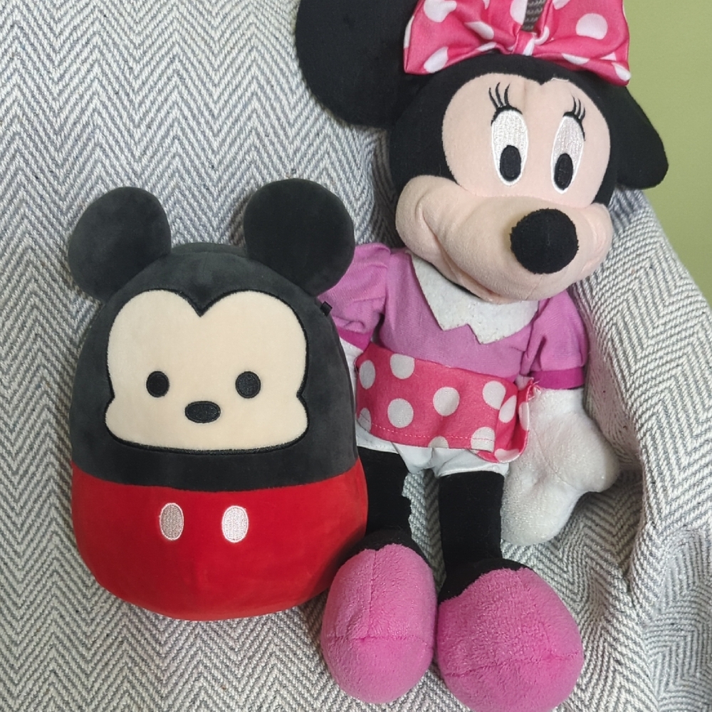 Disney Minnie Mouse and Mickey Plush Duo - Black, Red, Pink